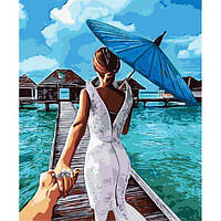 [0159] Картина по номерах 0159 ОРТ цв. Дівчина з блакитним парасолькою 40*50 [tsi182814-TSI]