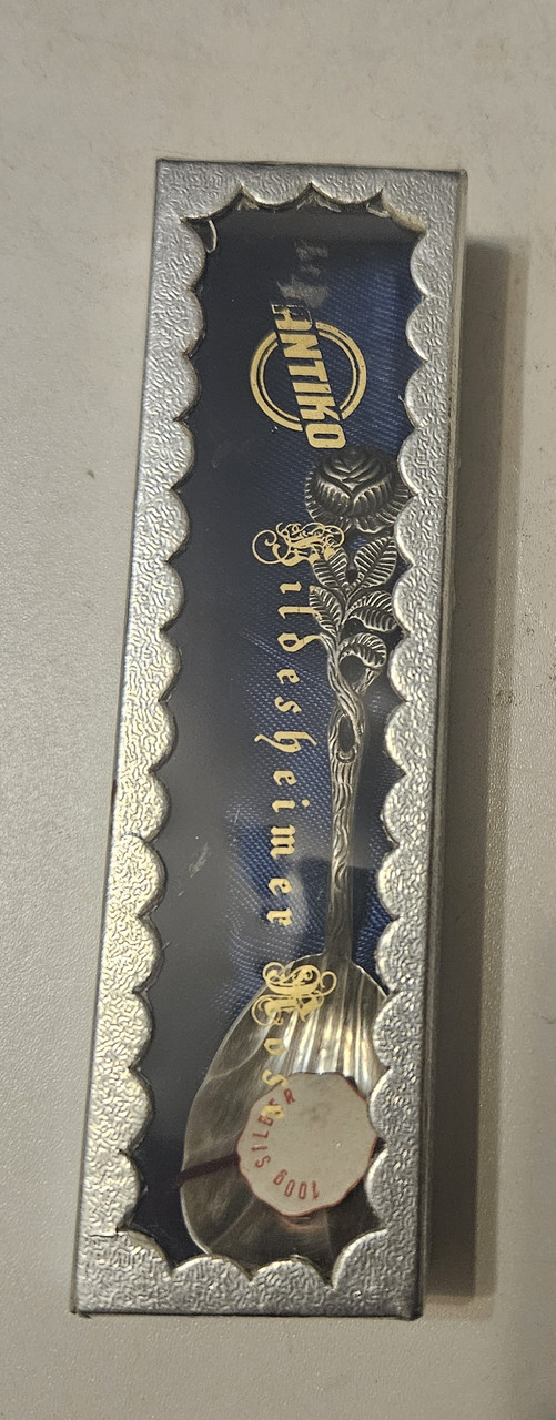 Антикварна посрібна чайна ложка Троянда, фото 1