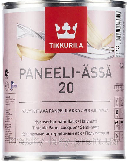 Лак Paneli Assa 20 Tikkurila для панелей напівмат Панеелі Ясся, 9 л