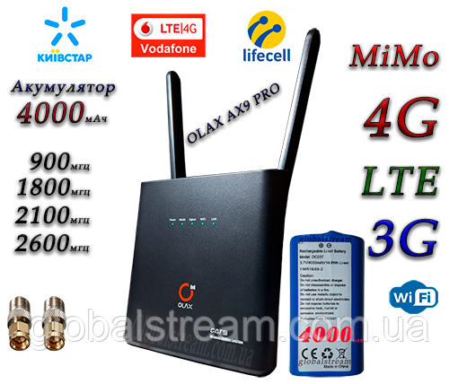 4G Wi-Fi роутер OLAX AX9 PRO LTE з акумулятором на 4000 мАг