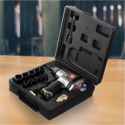 Гайковерт пневматичний у кейсі + набір головок 17 од. 1/2