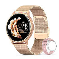 Жіночий смарт- годинник Smart Gold MELANDA з дзвінками Bluetooth + силіконовий ремінець