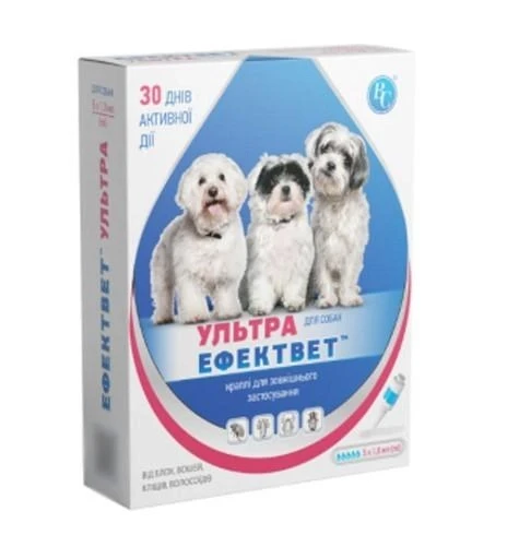 Краплі від бліх Ефектвет Ультра для собак від 3 до 10 кг 5 піпеток