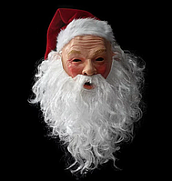 Реалистичная латексная маска Санта-Клауса, рождественская маска для косплея, маска старика с бородой и шляпой