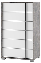 Комод 6Ш у вітальню, спальню з ДСП Алекса німфея альба/індастріал Світ Меблів