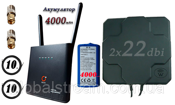 Комплект для 4G WiFi роутер OLAX AX9 PRO LTE з акумулятором 4000 мА·год + Антена планшетна MIMO 2×22dbi (44дб)