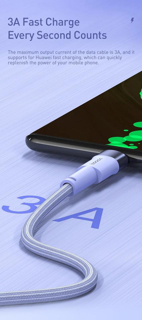 Кабель USB Type C, 3A, 60 Вт, кабель шнура для швидкого заряджання Type C "Toocki", фото 1