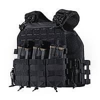 Плитоноска M7 Черная с быстрым сбросом. MOLLE 3 подсумка