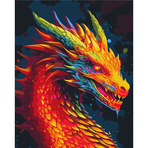 Картина за номерами/обкладинка Неоновий дракон 40*50 см