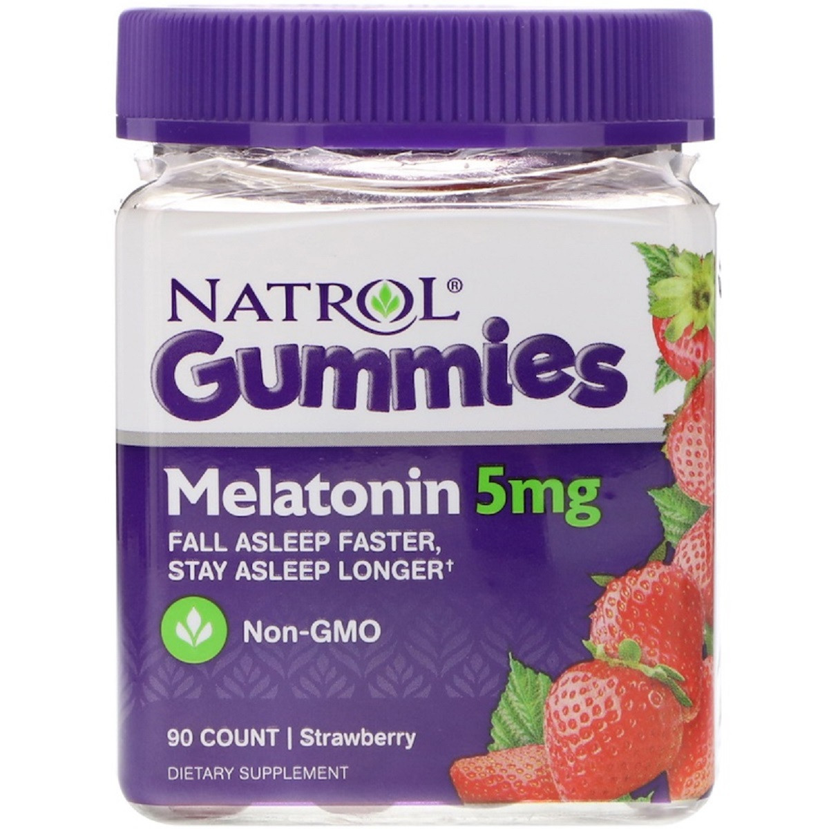 Мелатонін, зі смаком Полуниці, 5 мг, Natrol, 90 жувальних таблеток