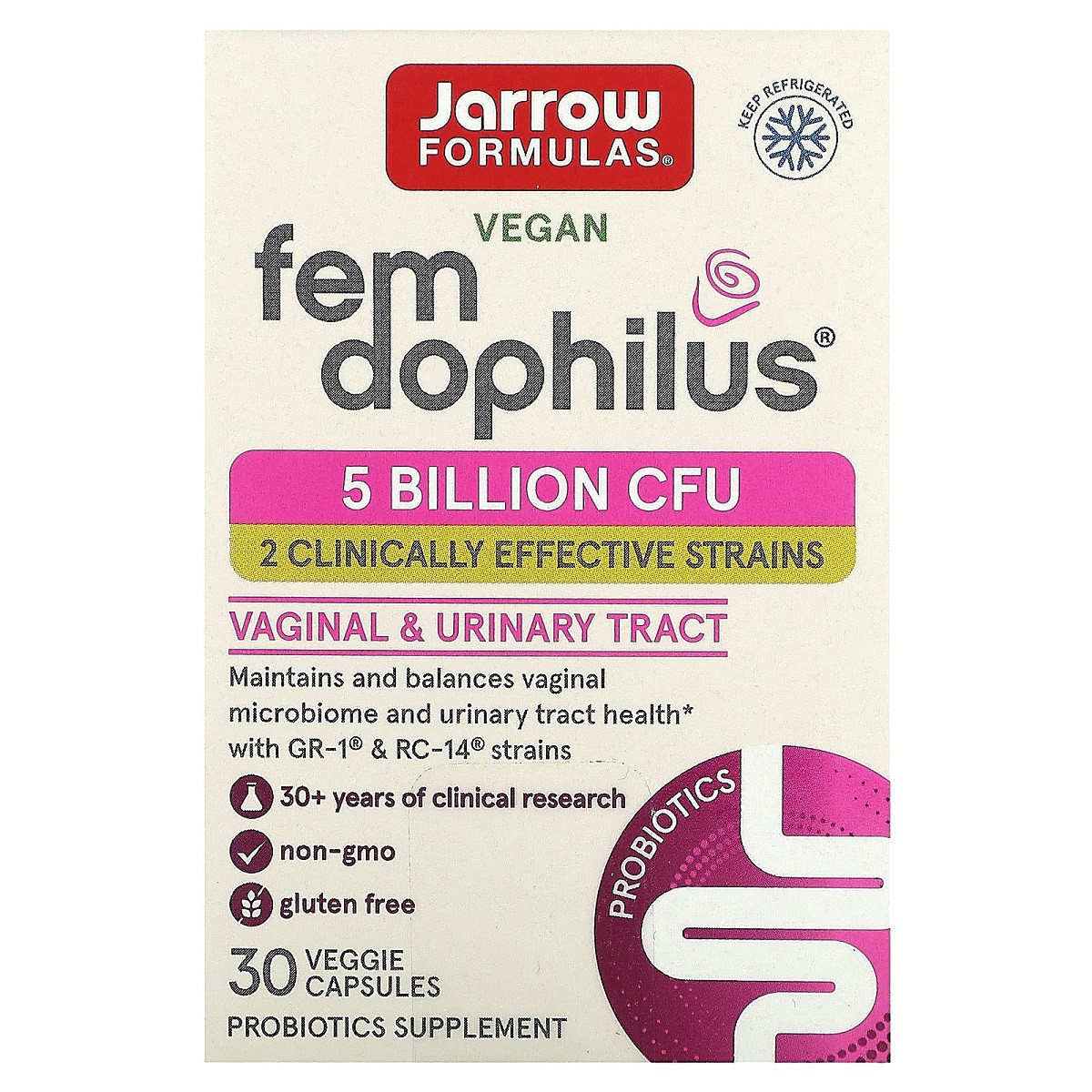 Пробіотики для жінок, жіночий дофілус, 5 млрд КУО, Women's Fem Dophilus, Jarrow Formula, 30 вегетаріанських