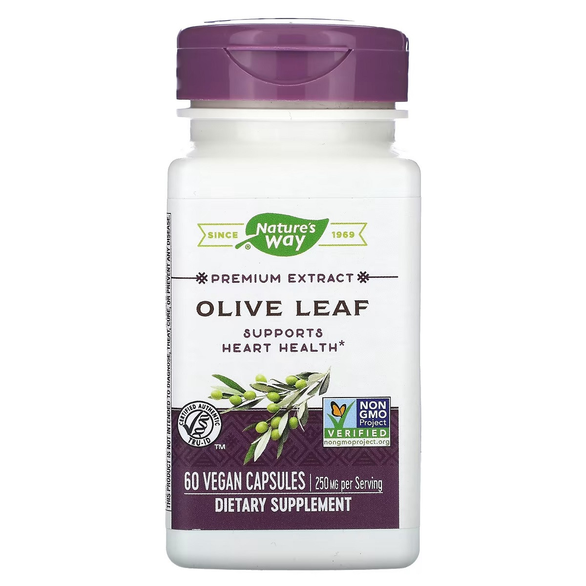 Оливкові Листя, екстракт преміумкласу, 250 мг, Olive Leaf, Nature's Way, 60 вегетаріанських капсул
