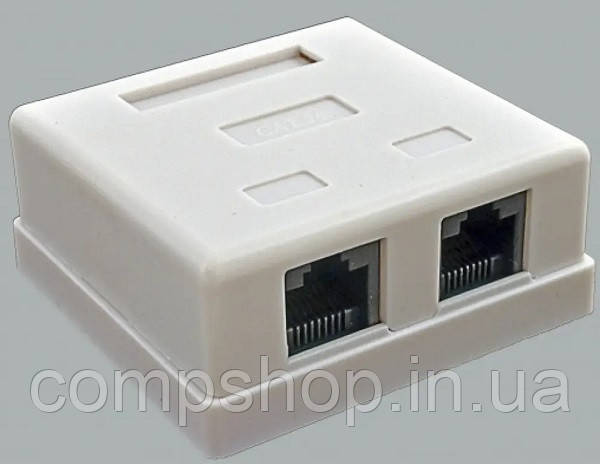 Розетка 2-портова RJ45, кат.5е біла, Kingda (KDWP6035) (код 136159)