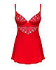 Пеньюар Obsessive Ingridia chemise & thong M/L, червоний, сорочка, стрінги, фото 7
