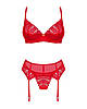 Комплект Obsessive Ingridia 3-pcs set XS/S, червоний, бюстгальтер, стрінги, пояс, фото 7
