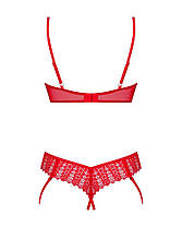 Комплект Obsessive Ingridia 2-pcs crotchless set XL/2XL, червоний, з доступом, відкриті груди, фото 5