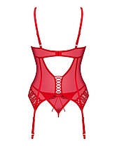 Комплект корсет та стрінги Obsessive Ingridia corset & thong XL/2XL, червоний, фото 6