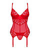 Комплект корсет та стрінги Obsessive Ingridia corset & thong XL/2XL, червоний, фото 7