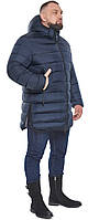 Чоловіча темно-синя куртка великого розміру з розрізами з боків модель 53661