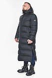 Довга чоловіча куртка великого розміру графітового кольору модель 53300, фото 5