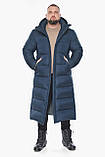 Синя чоловіча подовжена куртка великого розміру на зиму модель 53300, фото 3