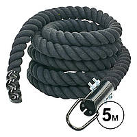 Спортивний канат для лазня 5 м із кріпленням R-6224-5 чорний