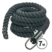 Спортивний канат для лазанья 7 м з кріпленням R-6224-7 чорний