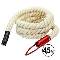 Спортивний канат для лазня 4.5 м х 4.5 см з кріпленням SP-Planeta SO-5299