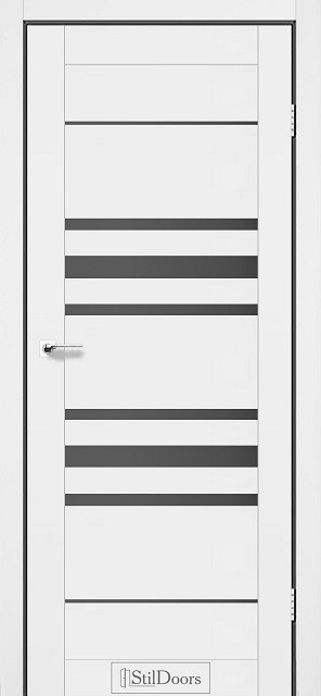 Двері міжкімнатні Стільдорс/ StilDoors Tokyo - Білий Мат (з чорним склом), фото 1