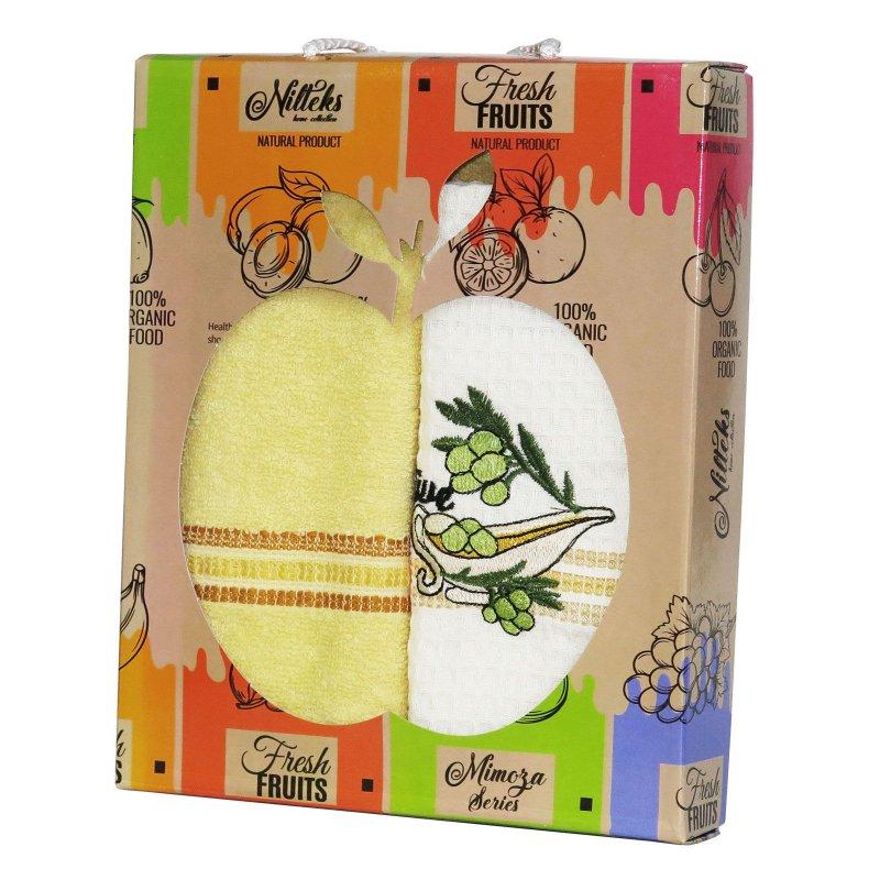 Набір рушників Nilteks 2*40х60 вафельне + махрове Оливка 3527_nil_olivka_24060_vafmakhr G-Rich, фото 1