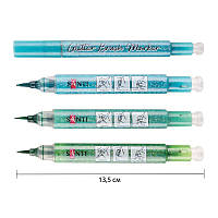 Набор маркеров акварельных SANTI "Glitter Brush", оттенки зеленого, 3 шт/уп 390771