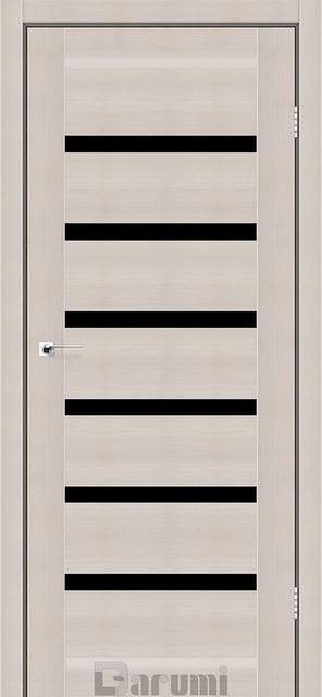 Міжкімнатні двері Дарумі/ Darumi Vela Дуб мембау (з чорним склом), фото 1