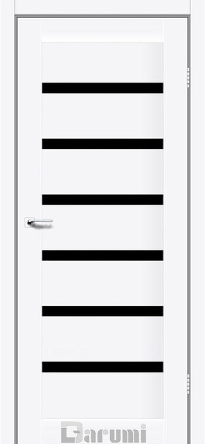 Міжкімнатні двері Дарумі/ Darumi Vela Білий матовий (з чорним склом), фото 1