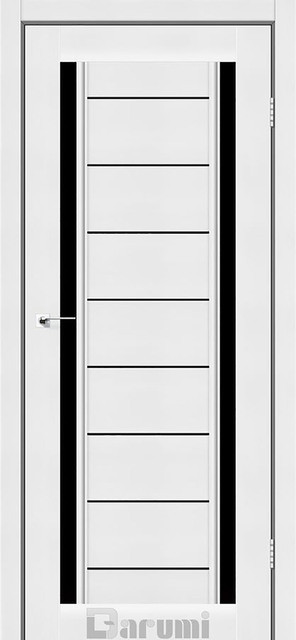 Міжкімнатні двері Дарумі/ Darumi Madrid Білий текстурний (з чорним склом), фото 1