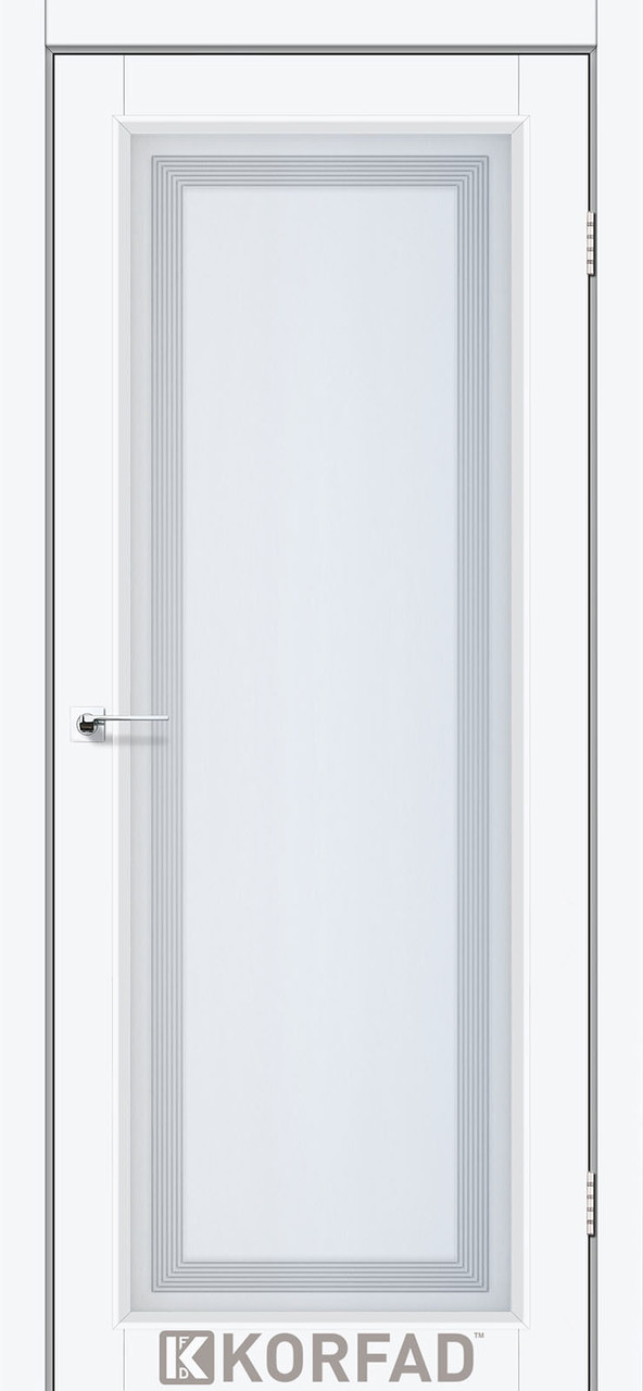 Двері міжкімнатні Korfad CL-09 Білий перламутровий (скло з малюнком М3), фото 1