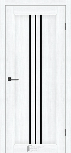 Двері міжкімнатні КФД/ KFD Petra Альба біла ПВХ (з чорним склом), фото 1