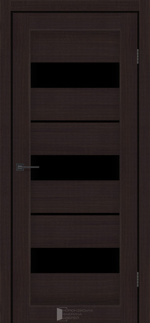 Двері міжкімнатні КФД/ KFD Secret Альба венге ПВХ (з чорним склом), фото 1
