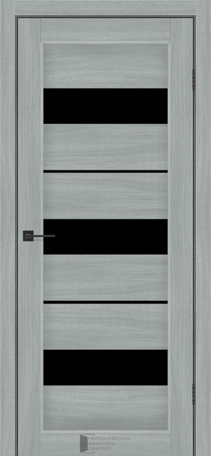 Двері міжкімнатні КФД/ KFD Secret Альба пепельна ПВХ (з чорним склом), фото 1