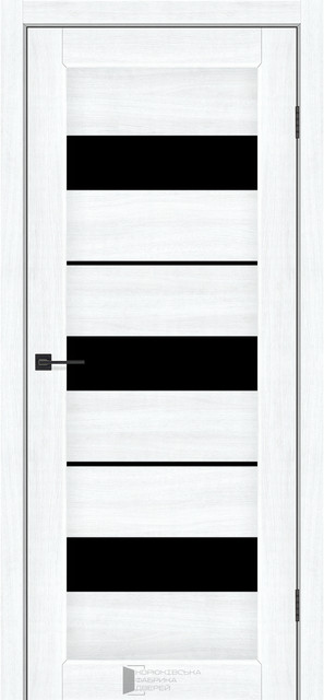 Двері міжкімнатні КФД/ KFD Secret Альба біла ПВХ (з чорним склом), фото 1