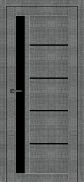 Двері міжкімнатні MSDoors Alabama Сільвер (з чорним склом), фото 1