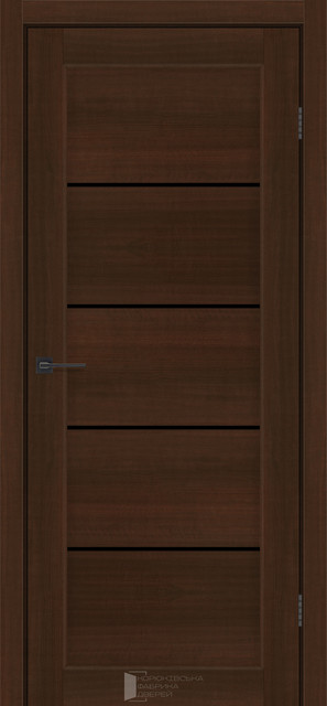 Двері міжкімнатні КФД/ KFD Vena Каштан ПВХ (з чорним склом), фото 1