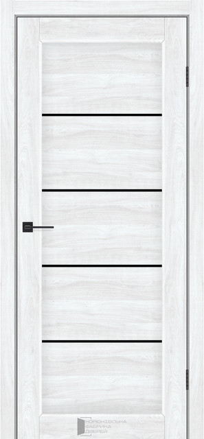 Двері міжкімнатні КФД/ KFD Vena Бук шале ПВХ (з чорним склом), фото 1