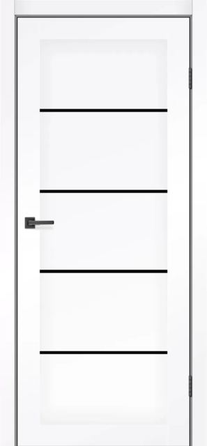 Двері міжкімнатні MSDoors Montana Білий матовий (з чорним склом), фото 1