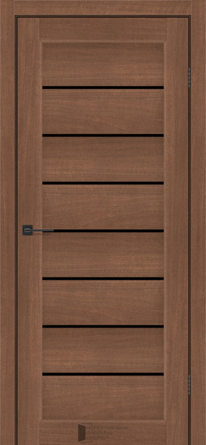 Двері міжкімнатні КФД/ KFD Panama Вільха Італійська ПВХ (з чорним склом), фото 1