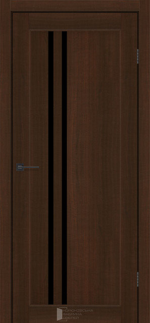 Двері міжкімнатні КФД/ KFD Prague Каштан ПВХ (з чорним склом), фото 1
