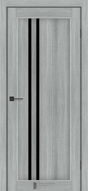 Двері міжкімнатні КФД/ KFD Prague Вільха норвезька ПВХ (з чорним склом), фото 1