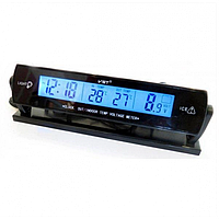 Тор! Автомобільний годинник із термометром і вольтметром VST-7013V Синій підсвітка