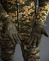 Тактичні рукавички бойова військова екіпіровка для ЗСУ, Армійські захисні сенсорні рукавички олива