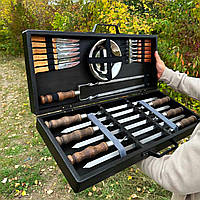 Набор для гриля и барбекю в деревянном кейсе "ПЕРШИЙ"