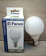 Светодиодная лампа 6W E14 LED Feron LB-745 G45 шар 2700К/4000К 4000К (нейтральный белый)